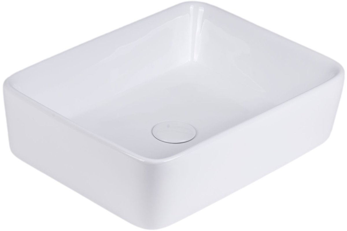 Keramische waskom rechthoek wit 36x47x13 cm opbouw Aura