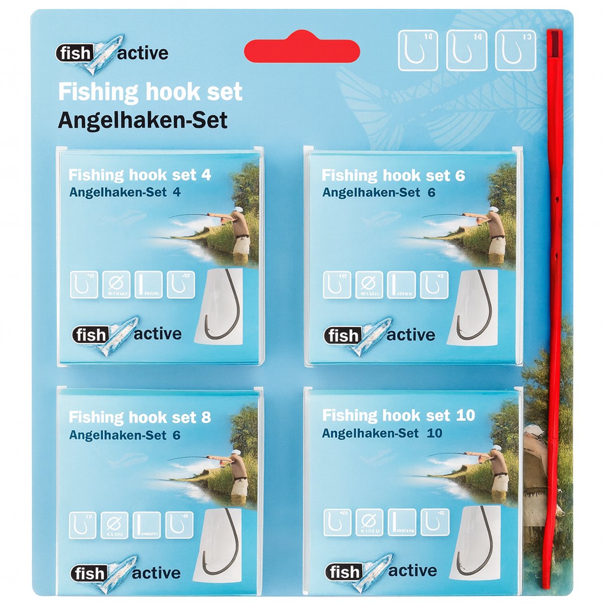 Fish Active Vishaak Set – 4 Maten (4/6/8/10) – 40 Haken Totaal – Verschillende Diameters & Lengtes – Fishing Hook Set