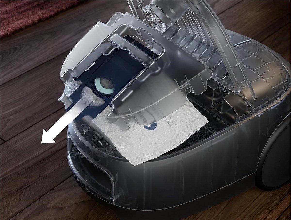 CleanPro 6000 Stofzuiger met Zak – 850W Hoge Zuigkracht – 12m Actieradius – 55% Gerecycled Plastic – Inclusief Extra Zuigmonden – Ideaal voor Huisdieren & Bekleding – 3.5L Zakcapaciteit – Hygienefilter 99.99% – Blauw