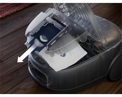 CleanPro 6000 Stofzuiger met Zak – 850W Hoge Zuigkracht – 12m Actieradius – 55% Gerecycled Plastic – Inclusief Extra Zuigmonden – Ideaal voor Huisdieren & Bekleding – 3.5L Zakcapaciteit – Hygienefilter 99.99% – Blauw