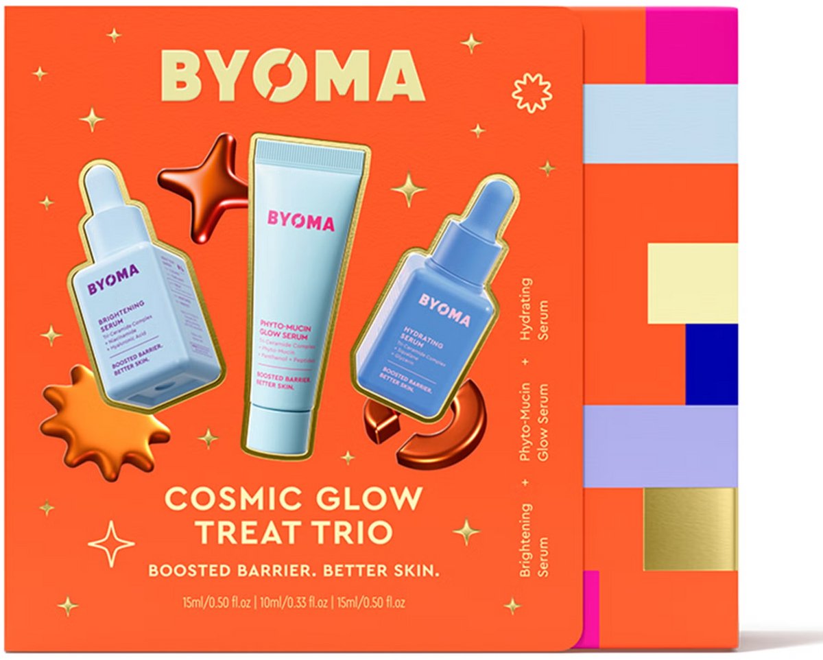 BYOMA Cosmic Glow Treat Trio – 3-Delige Serum Giftset – Hydrating Serum 15ml + Brightening Serum 10ml + Phyto-Mucin Glow Serum 15ml – Boosted Barrier Skincare Set