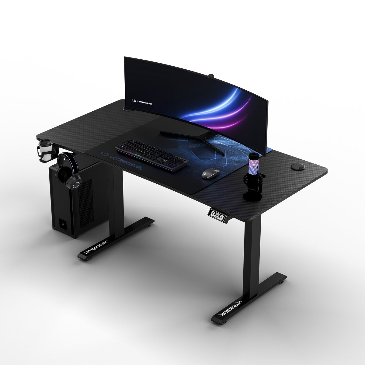Ultradesk LEVEL V2 – Bureau voor Gaming, Home Office & Kantoor – Blauw – Elektrisch verstelbaar – Incl. XL Muismat & Accessoires thumbnail 6