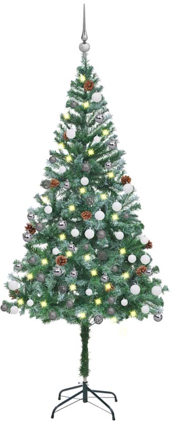 LARS360 Kunstkerstboom 240 cm, kunstmatige dennenboom van pvc, groen pvc met sneeuweffect, kerstdecoratie voor thuis, kantoor, winkels en hotels