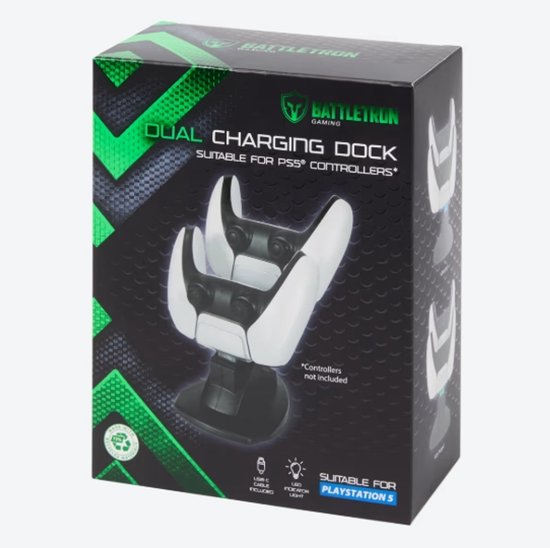 Doos van Battletron Gaming met eenDual Charging Dock, geschikt voor PS5 controllers.