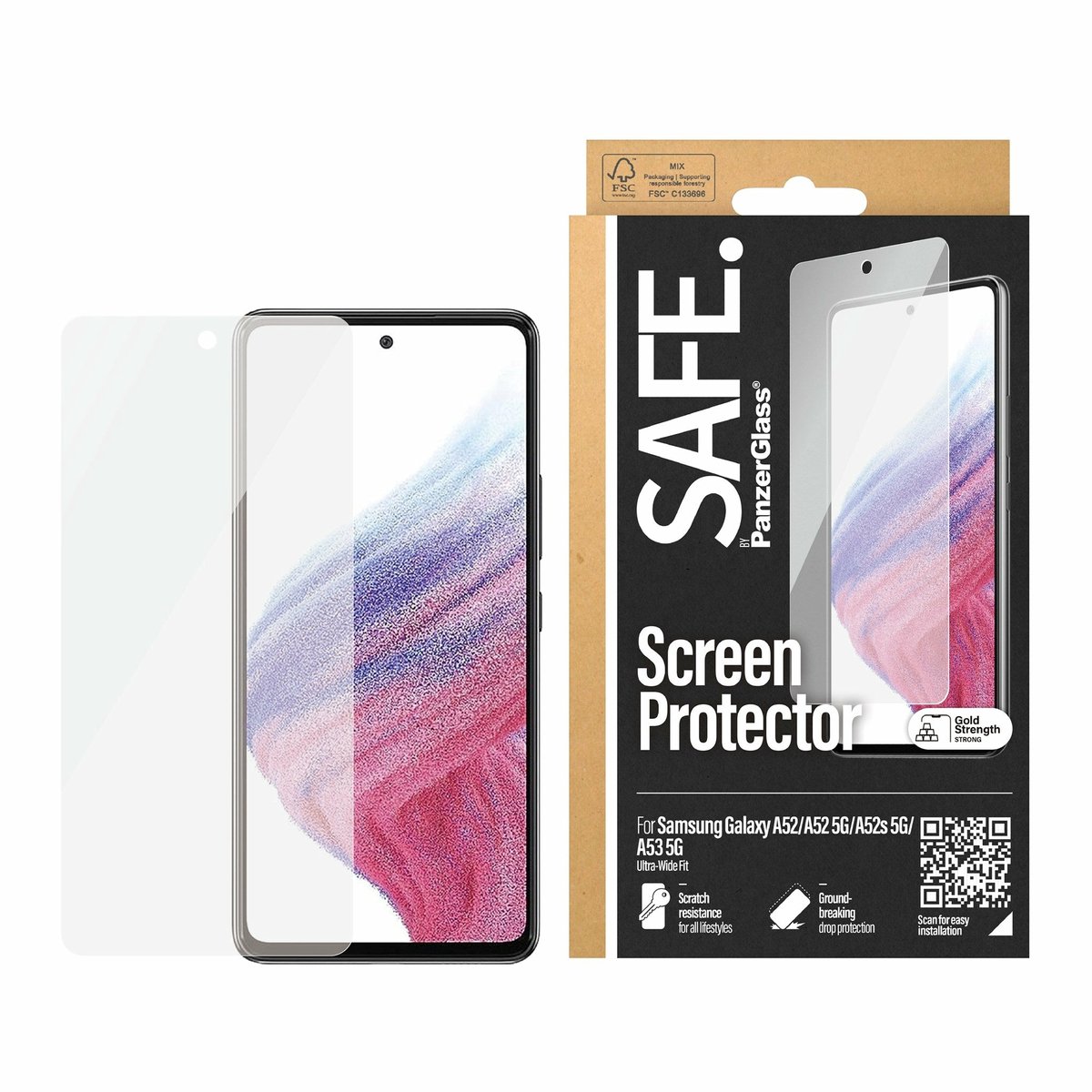 PanzerGlass Edge to Edge Fit Tempered Glass - Geschikt voor Samsung Galaxy A52 (A525)