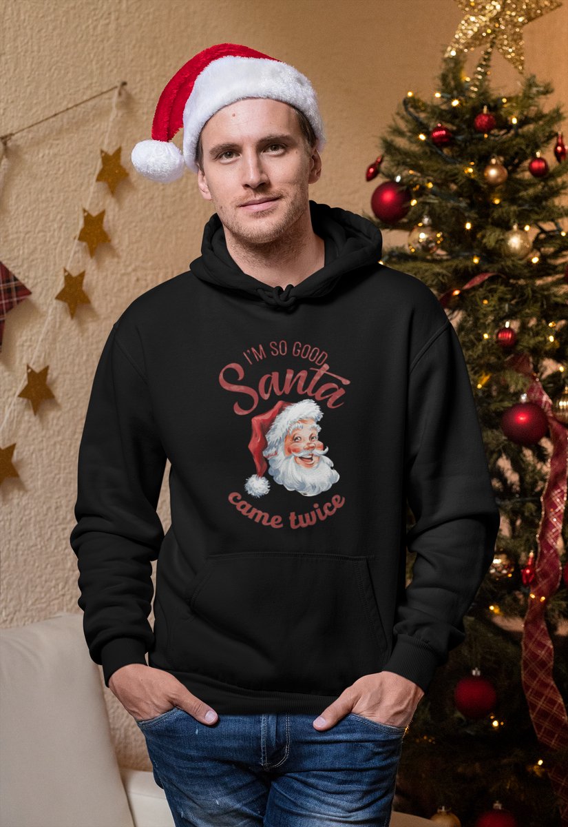 Santa Came Twice - Kersttrui - Kerst Trui Zwart - Grappig Kersttrui - Maat L - Limited Edition
