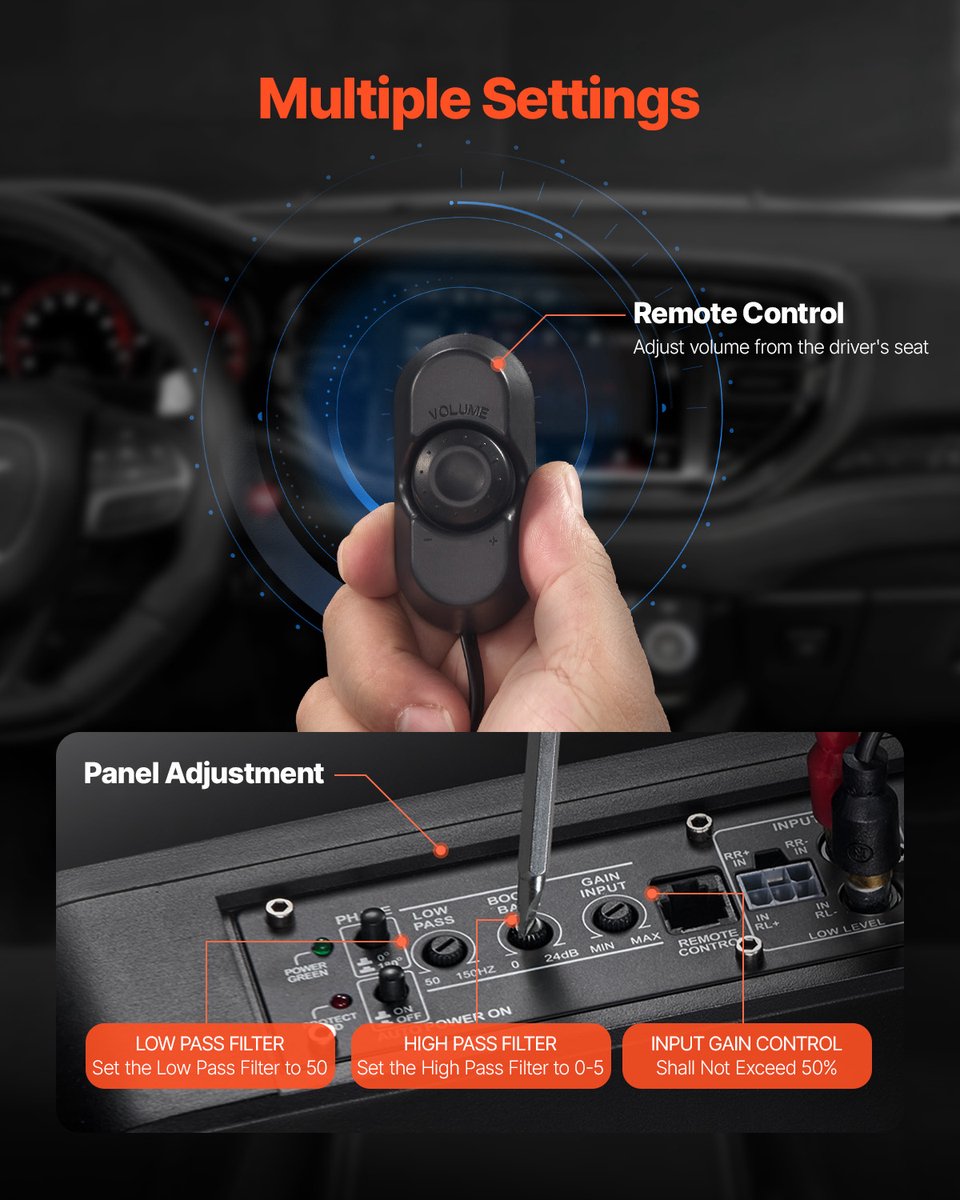 VEVOR Auto-Subwoofer Onder de Stoel 440 W Slank Actief Subwoofersysteem 254mm – foto 3