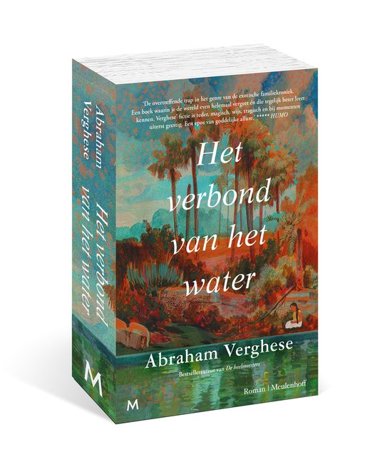 Boek "Het verbond van het water" van Abraham Verghese. Met tropisch landschap op de omslag.