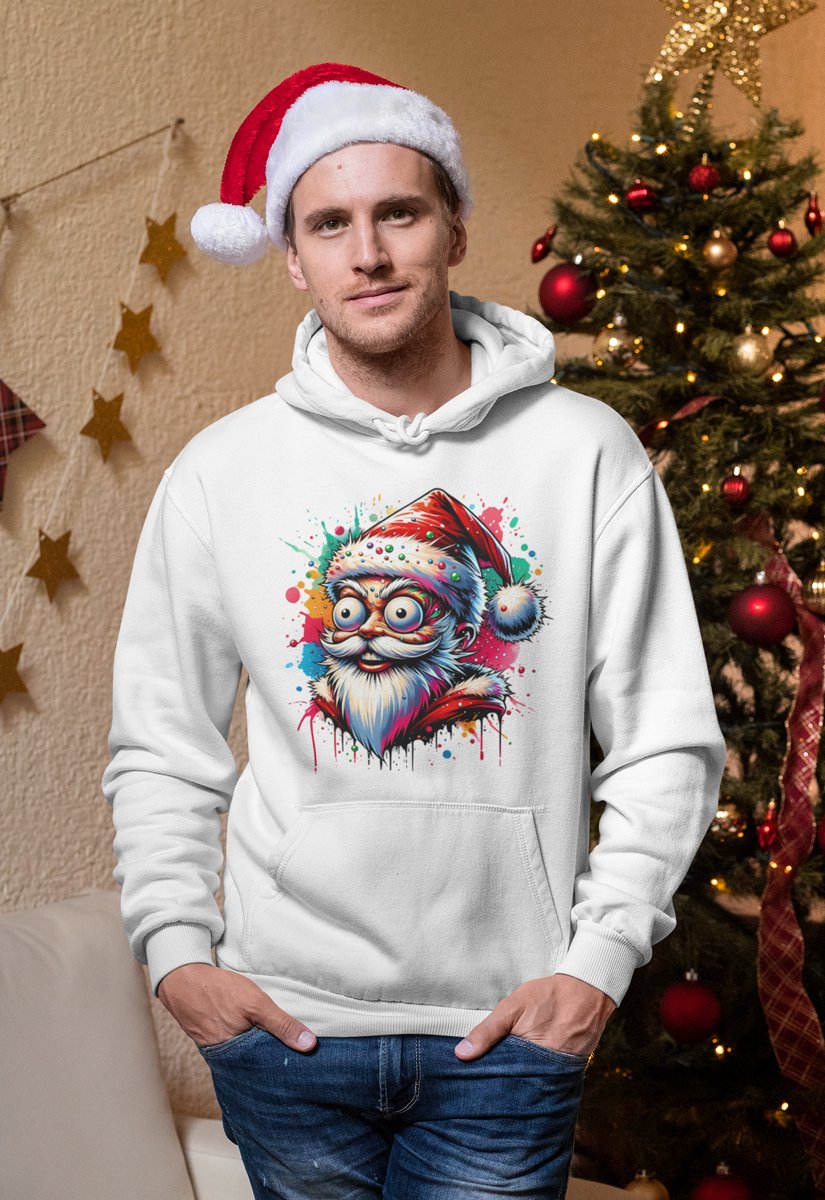 Psycho Santa - Kersttrui - Kerst Trui Wit - Grappig Kersttrui - Maat XL - Limited Edition