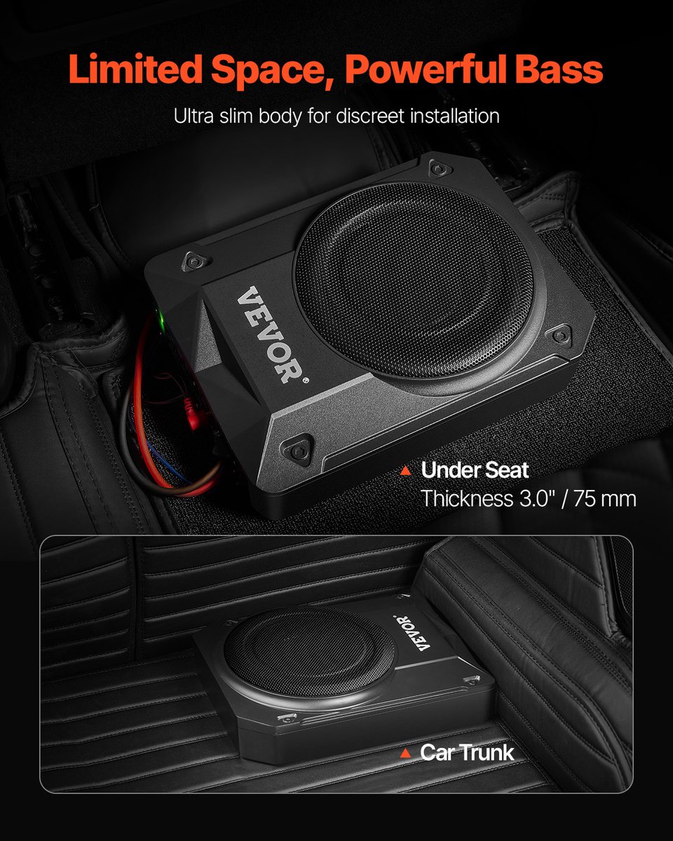 VEVOR Auto-Subwoofer Onder de Stoel 800 W Slank Actief Subwoofersysteem 203mm – foto 6