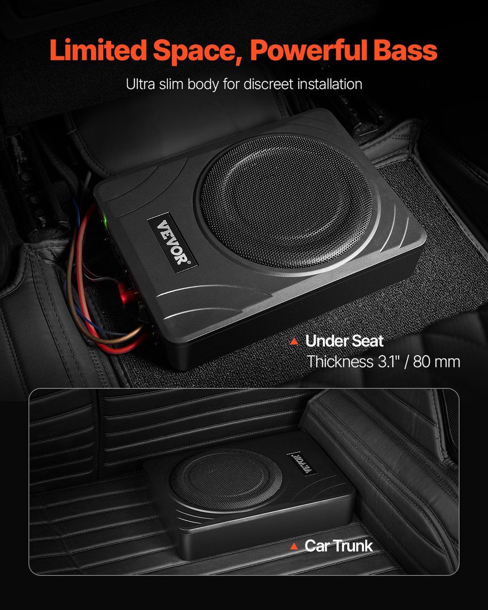 VEVOR Auto-Subwoofer Onder de Stoel 300 W Slank Actief Subwoofersysteem 203mm – foto 6