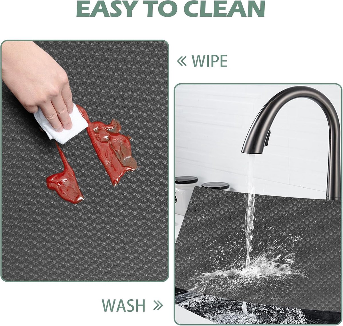 Candala Lademat, EVA-Materiaal Waterdichte Ladebekleding Antislipmat Koelkastbekleding, Niet Klevend, voor Keukenkasten, Laden, Kast (Grijs/40cm x 600cm)
