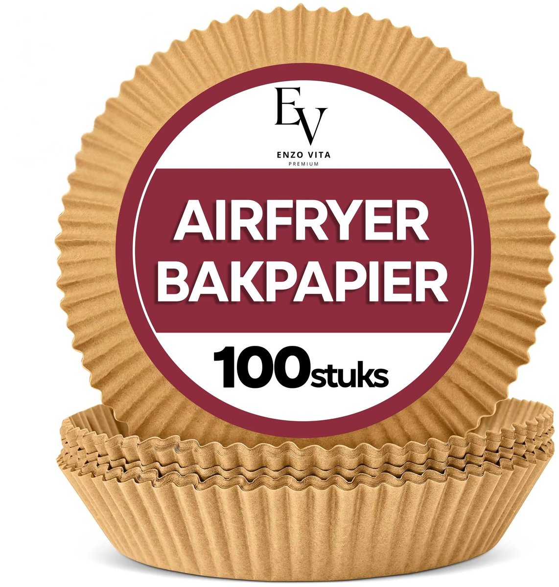 EnzoVita® Airfryer Bakpapier - Rond - 100 Stuks - XL/XXL Geschikt - Inclusief Receptenboek