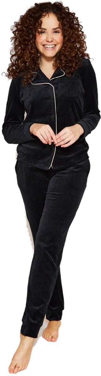 Charlie Choe - Dames pyama - Velours Set - Zwart - xl