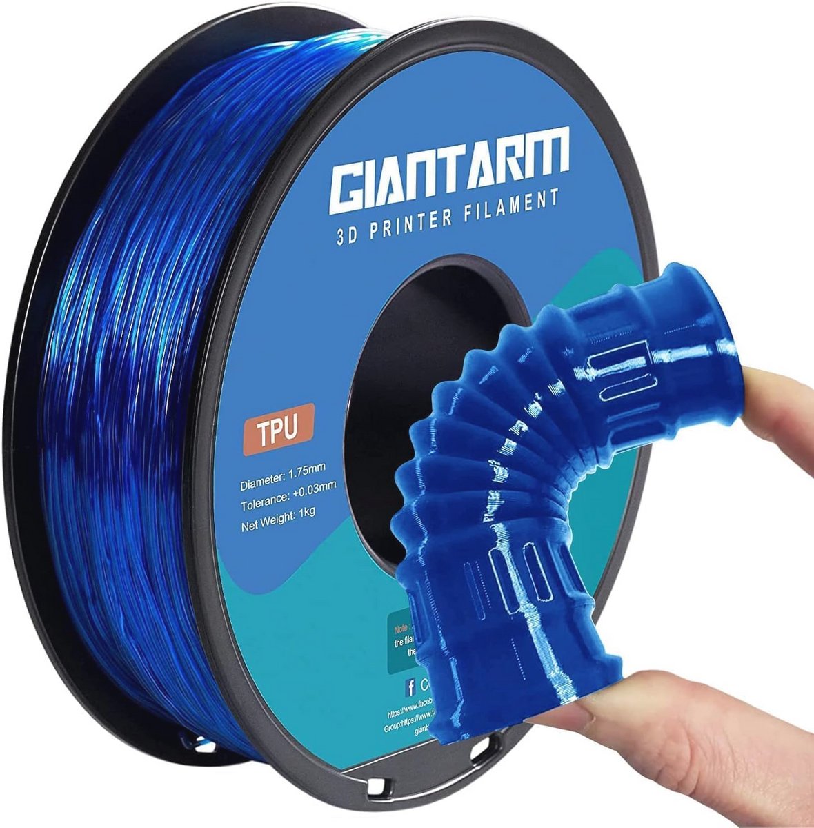 TPU-filament 1,75 mm voor 3D-printers - Blauw, 1 kg