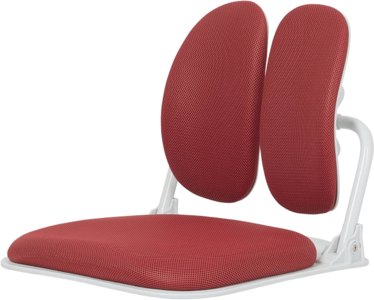 Dubbele Ergonomische Vloerstoel met Rugsteun - Meditatiestoel, Gamestoel en Leesstoel - Opvouwbare Stoel (Rood)