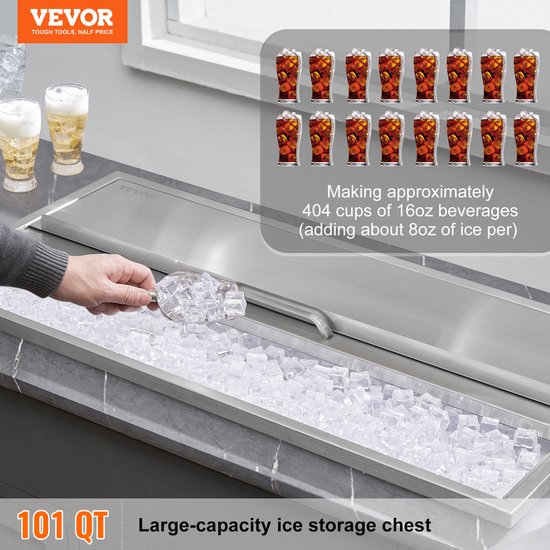 VEVOR Drop In Ijskist Ijskoeler Ijscontainer 95,66L RVS 913x456x358mm van Vevor — afbeelding 5