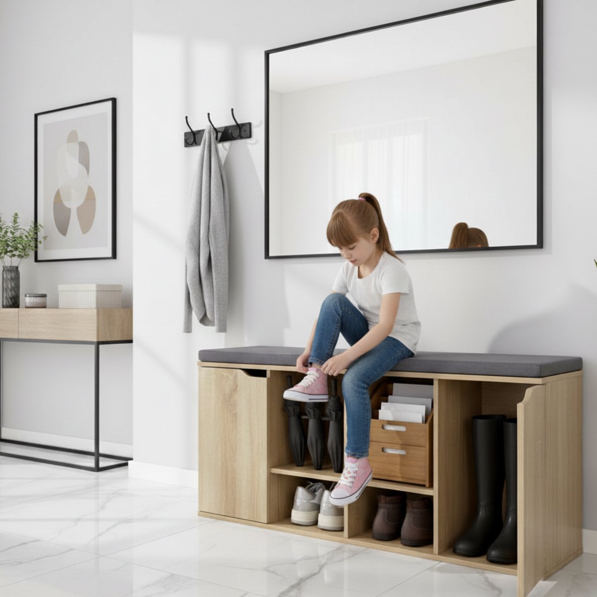 Schoenenkast met Zitkussen – ComfortStore - Eiken - Altameubel ComfortStore XL – Sonoma - Medahomestore