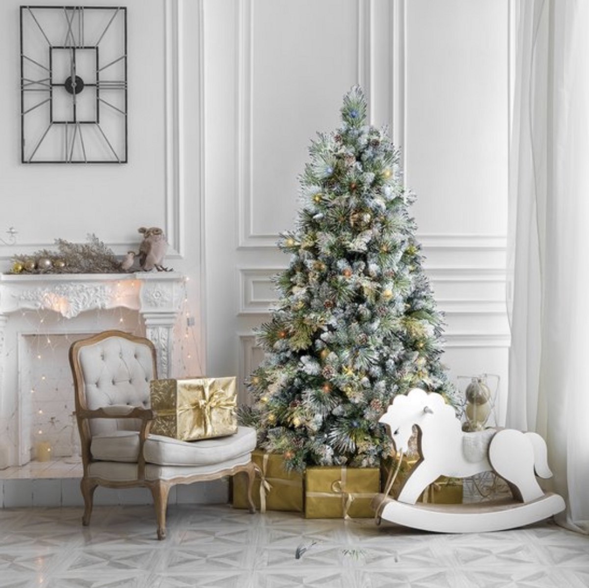 AG Kunstkerstboom met verlichting & kerstversiering - Sneeuw -210 cm - 1150 Takken - Zeer Dicht Takkenstelsel - 1 Taksoort - Eenvoudige Opbouw Zonder Gereedschap - Wit - Kunstkerstboom Net Echt - Volle Kerstboom – foto 4
