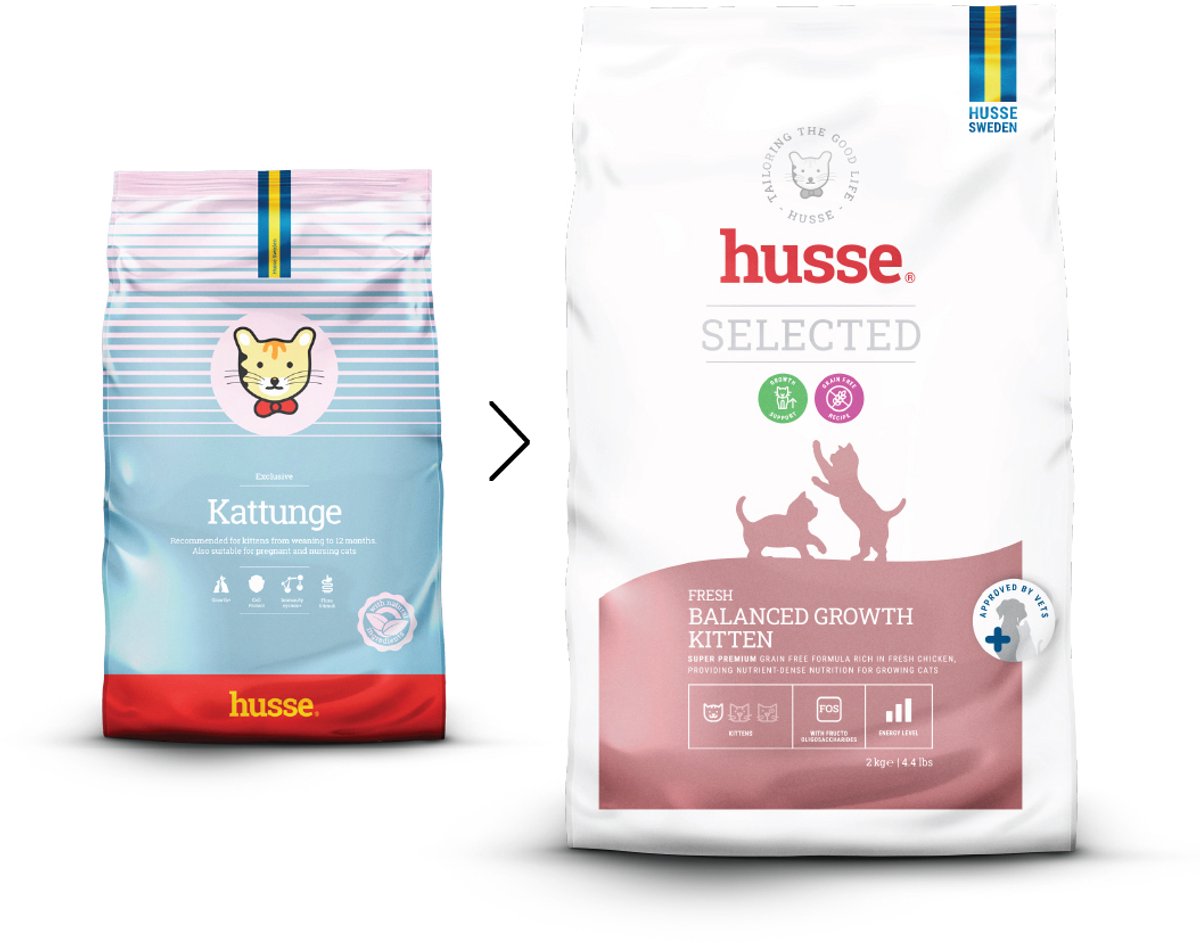 Husse Kattunge Kitten - Kittenvoer Kattenvoer junior Kattenbrokjes Kittenbrokjes Droogvoer - - 5 x 100g proefpakket