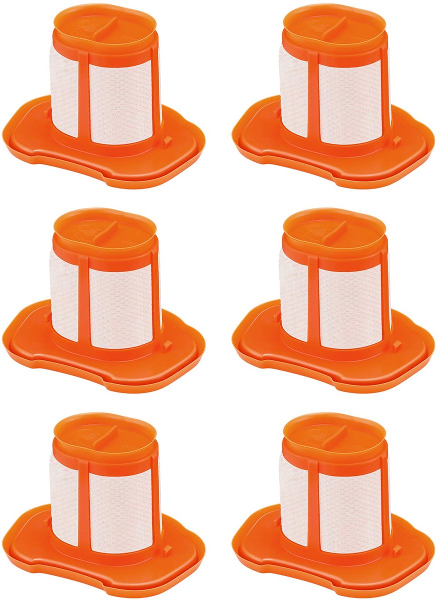6 stuks - Filterpatronen - Stofzuigerfilters - Vervangingsfilters - Geschikt voor Black & Decker HHVKF10 stofzuiger - Filteraccessoires - Wasbaar - Stofzuigeraccessoires - Oranje