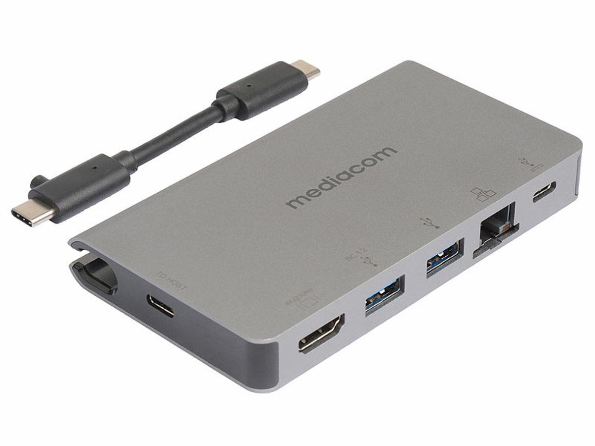 Mediacom MD-C315 laptop dock & poortreplicator Bedraad USB 3.2 Gen 1 (3.1 Gen 1) Type-C Aluminium