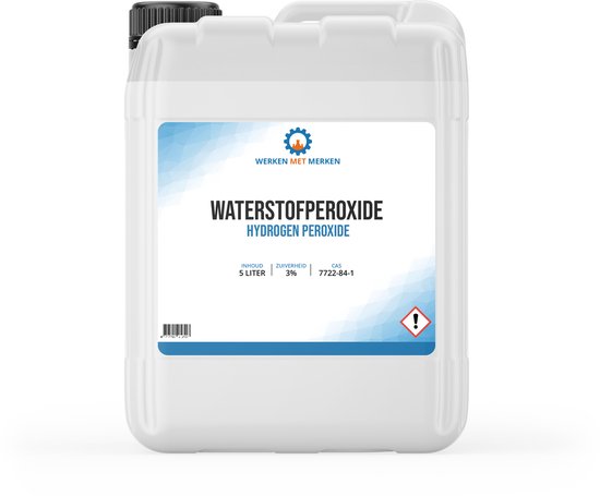 Werken met Merken Waterstofperoxide 3% - Hydrogen Peroxide, Zuurstofwater - 5 Liter