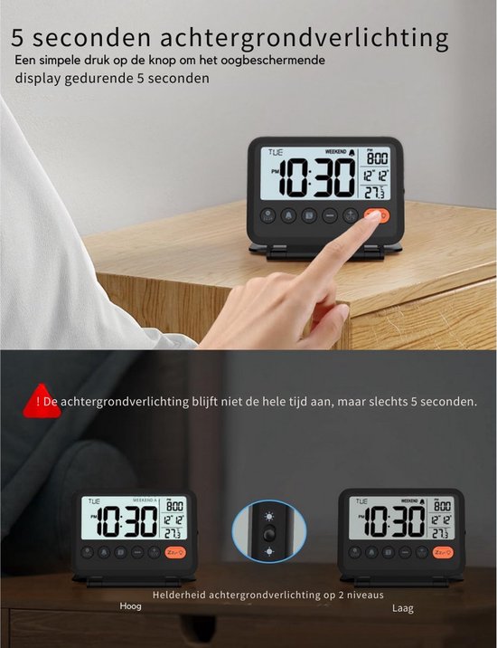 WiFiTime - LED Wandklok Met Kalender en Dubbele Alarmfunctie