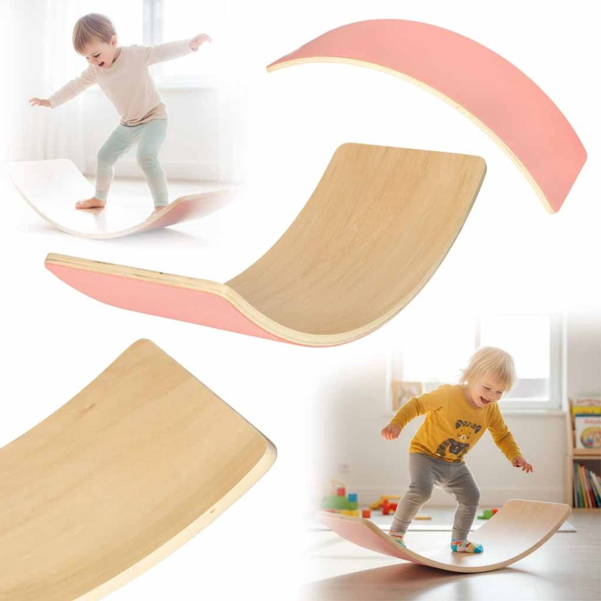 KİNDBOS Balance Board Voor Kinderen En Volwassenen – 80x30 Cm – Houten Wiebelplank Met Vingerbescherming – Kies Met Of Zonder Vilt – Grijs Vilt Model