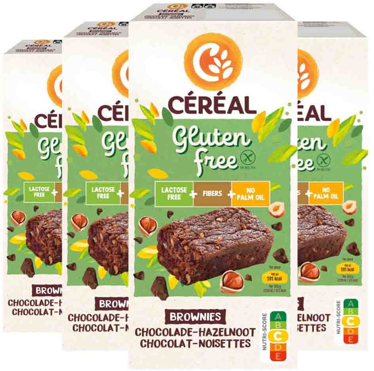 Céréal Brownies Chocolade & Hazelnoot - 4 x 150 gr - Voordeelverpakking