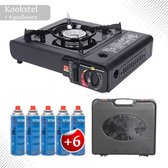 Réchaud à gaz portable - Réchaud de camping - Réchaud à gaz - Kit de Plein air - Voyage - 6 bouteilles de gaz
