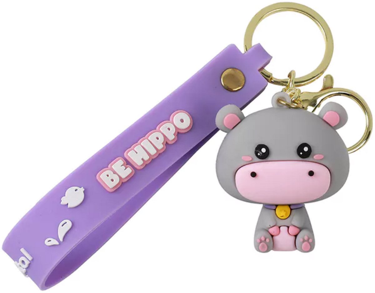 iTotal Sleutelhanger Lanyard Nijlpaard Keychain HIPPO Plastic and Metal 4x4.5cm