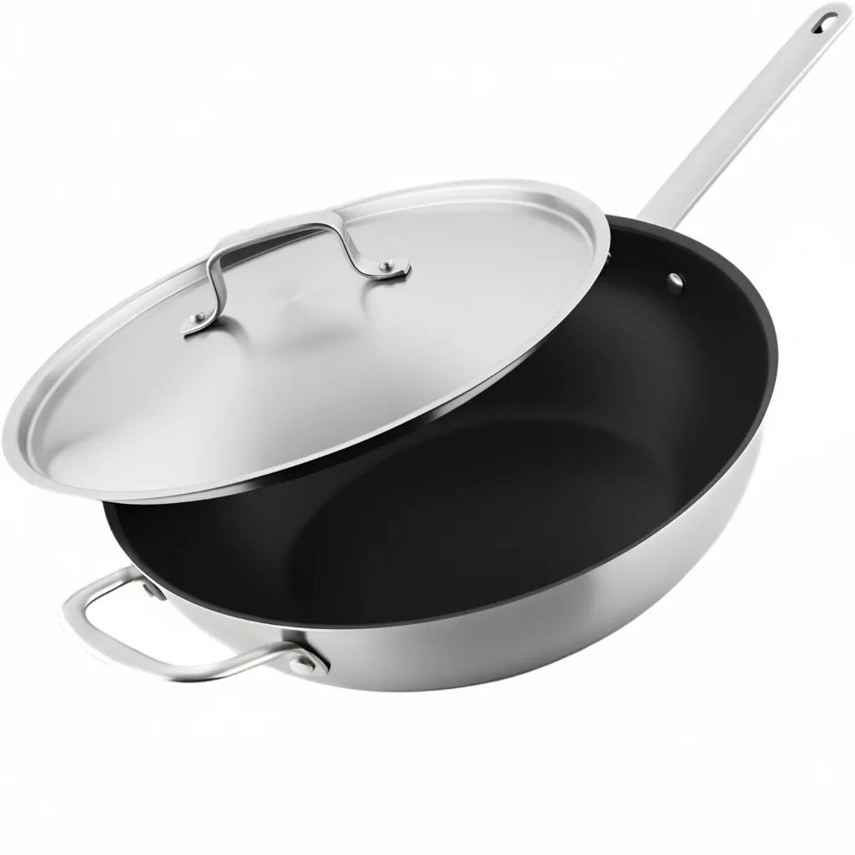 Soenil by ISENVI - Wokpan - 30 CM - keramische pan - wokpan inductie - RVS handgreep
