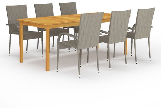 vidaXL Ensemble de jardin 7 pièces Gris