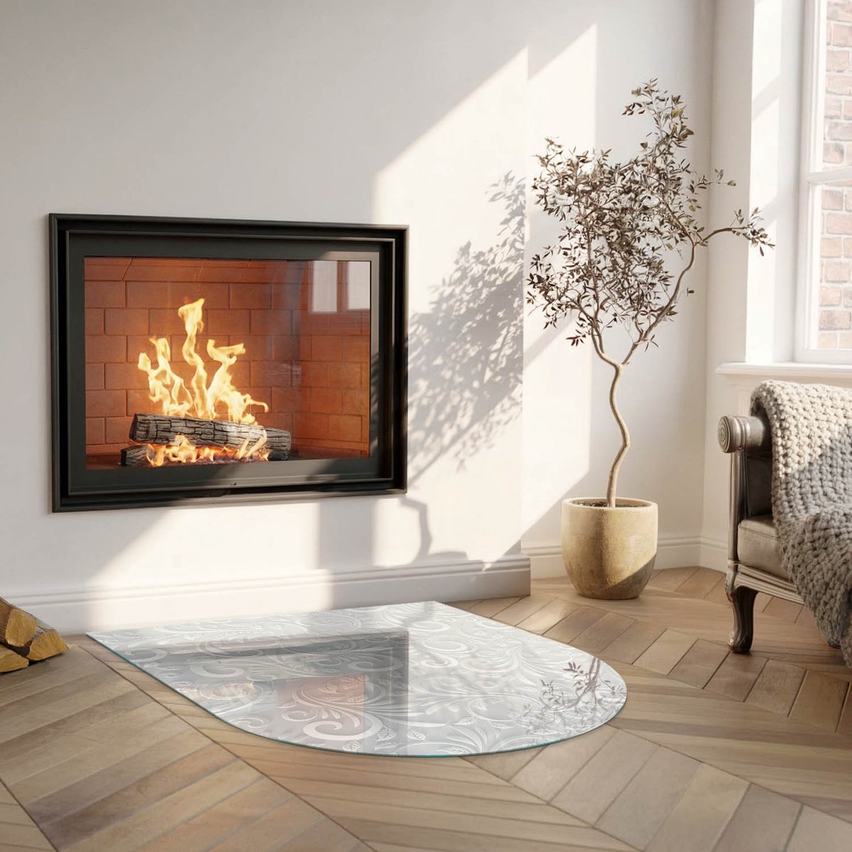 Coloray Vloerplaat Houtkachel - Vloerplaat voor Houtkachel - 100 cm x 100 cm - Vloerplaat Open Haard - Grijs Vloerplaat Kachel - Verwarmingsaccessoires - Plaat voor Onder Kachel - Kachel Vloerplaat - Vloerplaat Voor Kachel