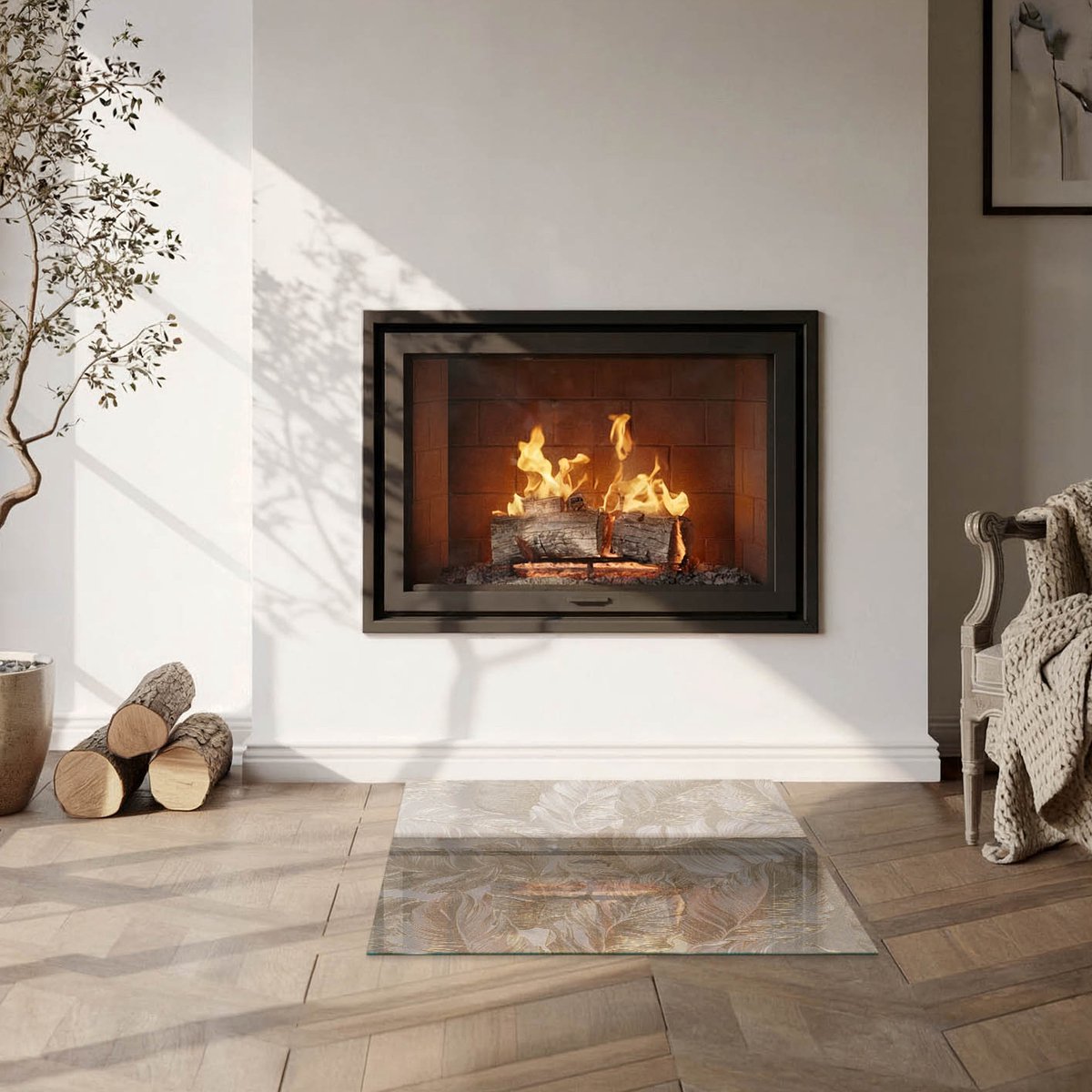 Coloray Vloerplaat Houtkachel - Onderplaat Kachel - 60 cm x 60 cm - Houtkachel Vloerplaat - Beige Vloerplaat Kachel - Plaat Kachel - Vloerplaat voor Houtkachel - Vloerplaat Open Haard - Onderplaat