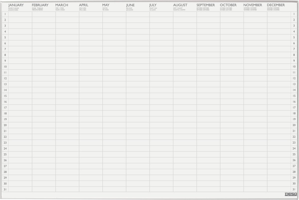 DESQ® Jaarplanner - Magnetisch - Aluminium Ultra Thin Frame - 60 x 90 cm