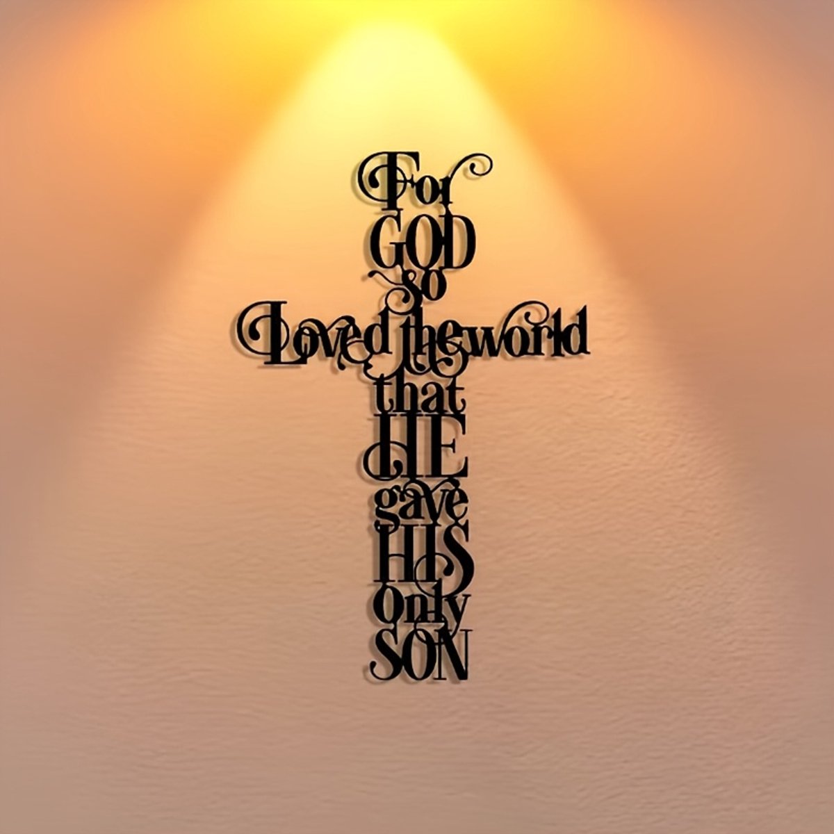 VANDAAG VERZONDEN - Wandbord METAAL met boodschap - Bijbel - Decoratie - Christelijk Versiering - Wanddecoratie - For God so loved the world - Johannes 3:13 John