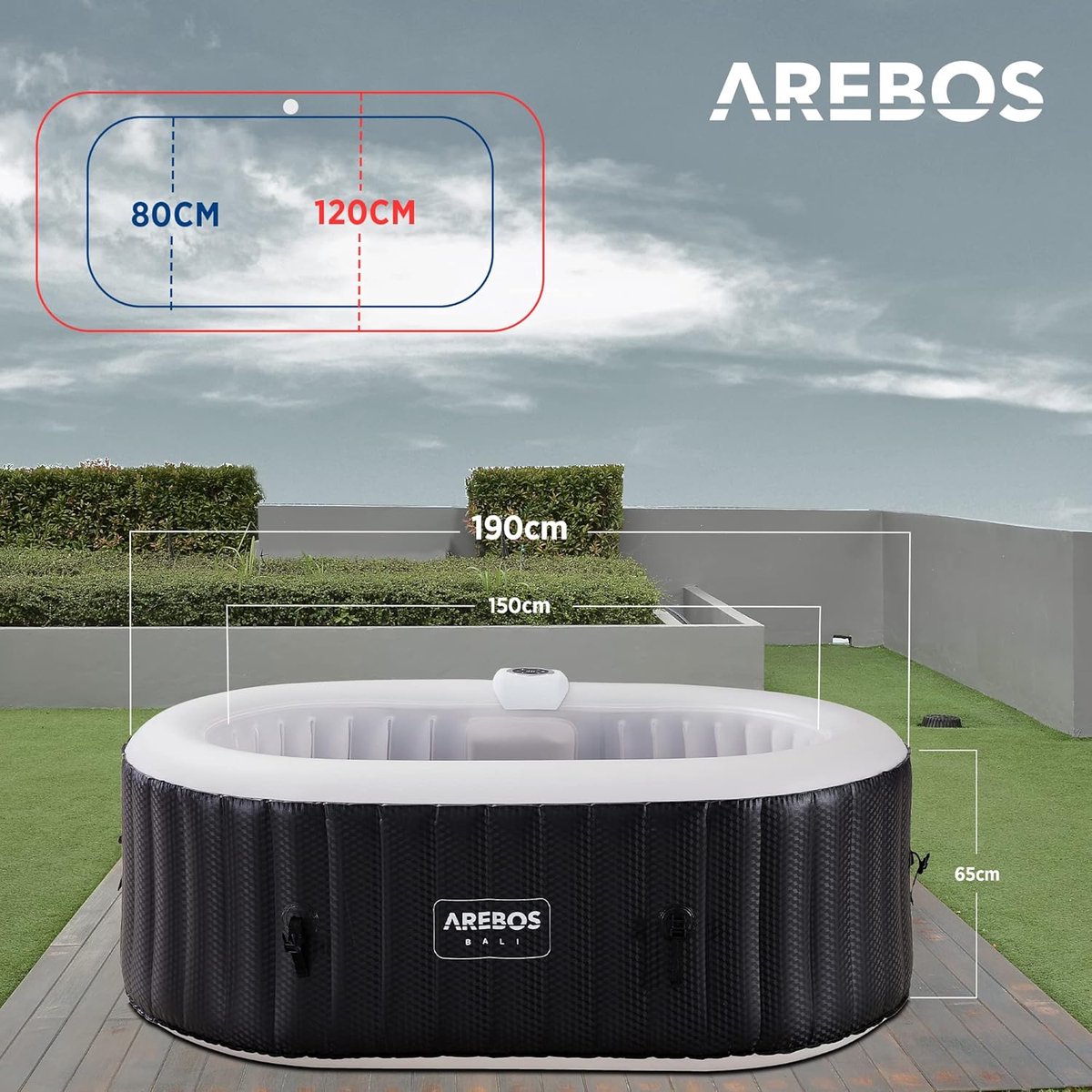 Opblaasbare Hottub met LED Verlichting - Industrial Home - afbeelding 2