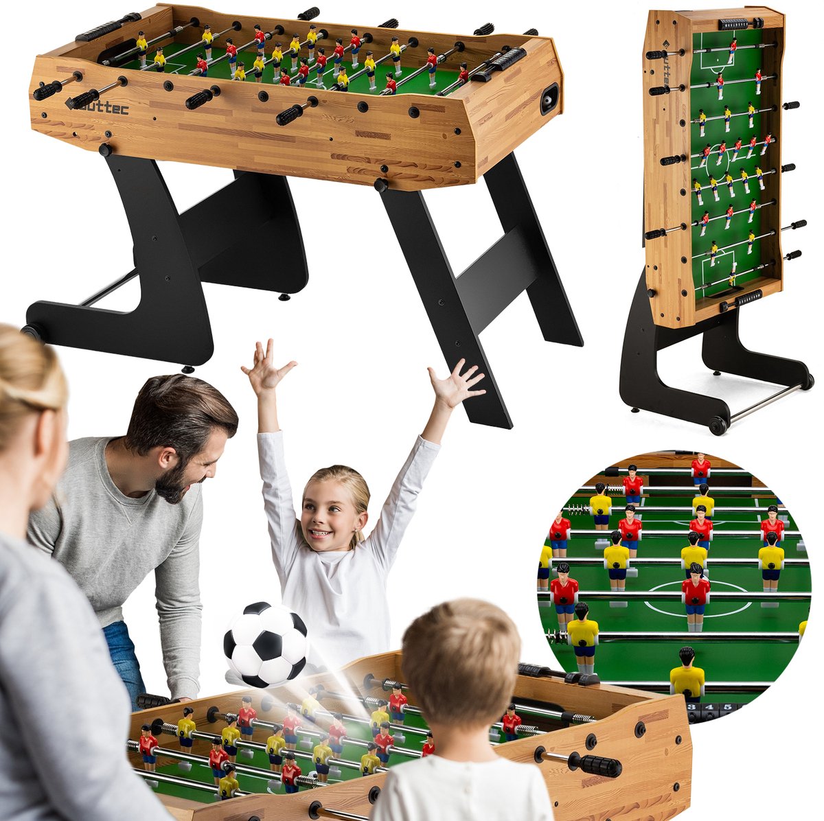 Outtec® Tafelvoetbal, Voetbaltafel, Tafelvoetbalspel, Tafelvoetbaltafel, Tafel Voetbal - 22 Spelers - Doelteller - 2 Ballen - voor Kinderen en Volwassenen - 121 x 60 x 80 cm