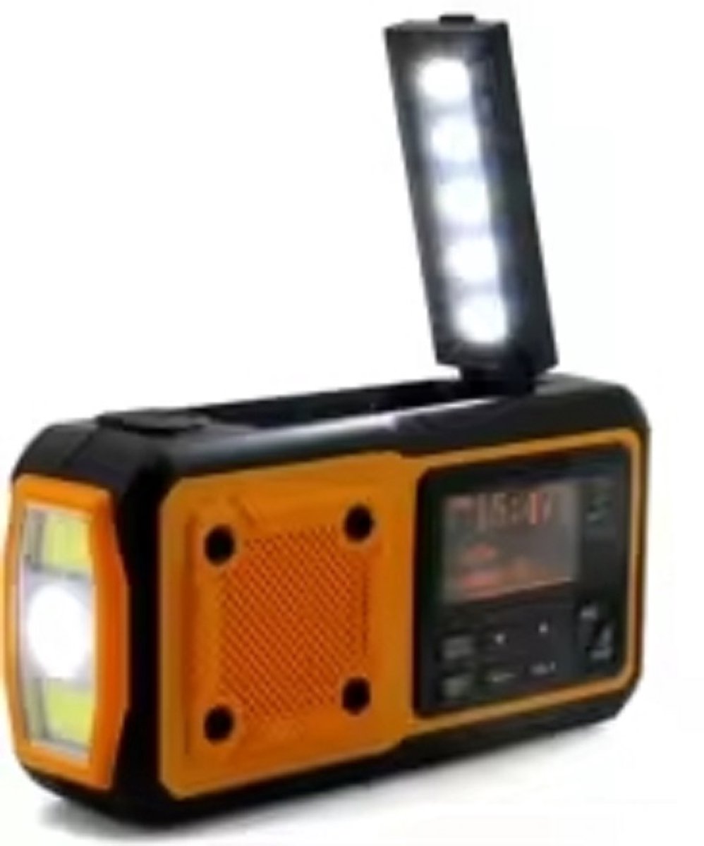 Mrs. Jones Draagbare radio - noodradio - DAP FM -radio op batterijen - Bluetooth - solar Opwindbaar- SOS - Powerbank - Noodpakket
