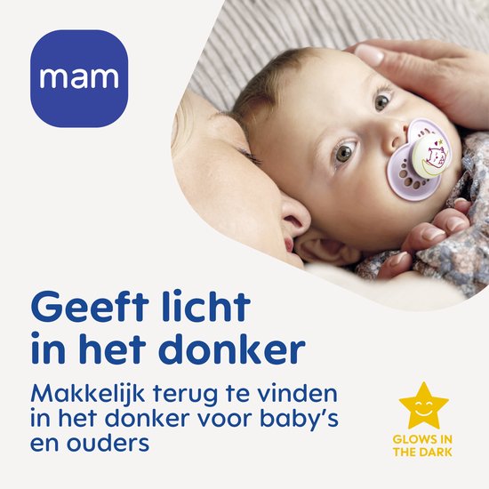 MAM - Perfect Night Speen - Siliconen - Glow In The Dark - 16+ Maanden - Orthodontisch - Roze - 2 stuks van Merkloos — afbeelding 4