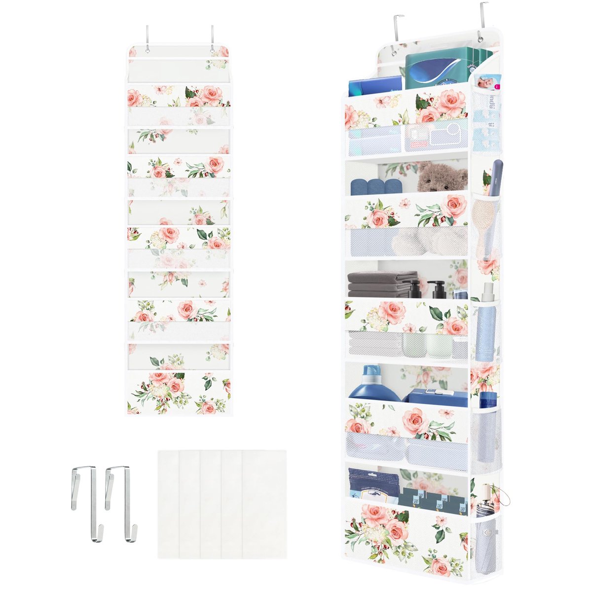 IMPERATORIS® Deurrek/Hangrek met opbergvakken - Deur Organizer/Deurhanger/Deurrek/Opbergzak/Opbergtas - 5 Zakken- beige