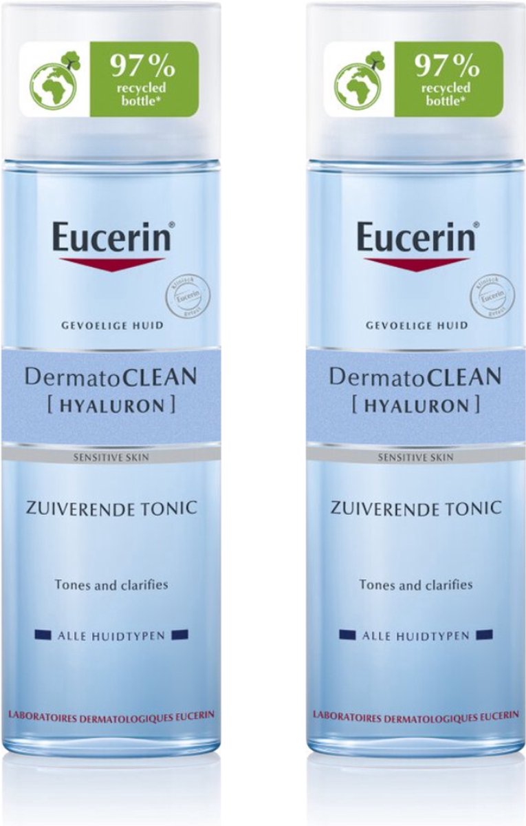 Eucerin DermatoCLEAN Zuiverende Tonic - Gezichtsreiniger met Hyaluronzuur - Make-up Remover - Face Wash - Zonder Parfum - 200 ml - Voordeelverpakking - Bundel van 2