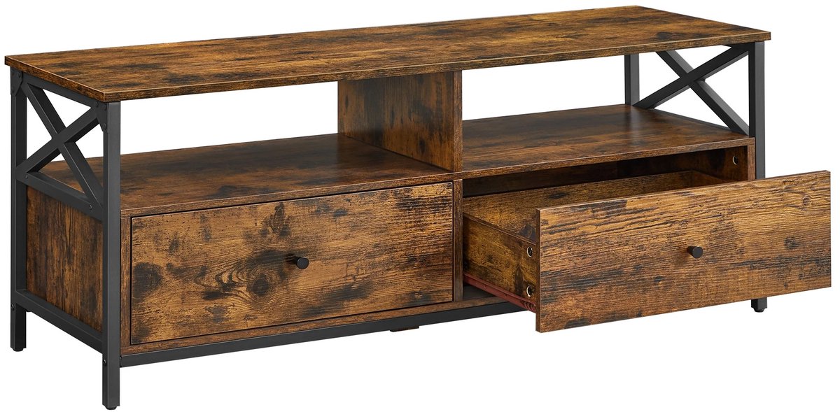 Vécarti - Vintage - Dressior - Industrieel - Staal - Hout - 2 lades - 120cm - Opbergkast - Woonkamer - Tv meubel