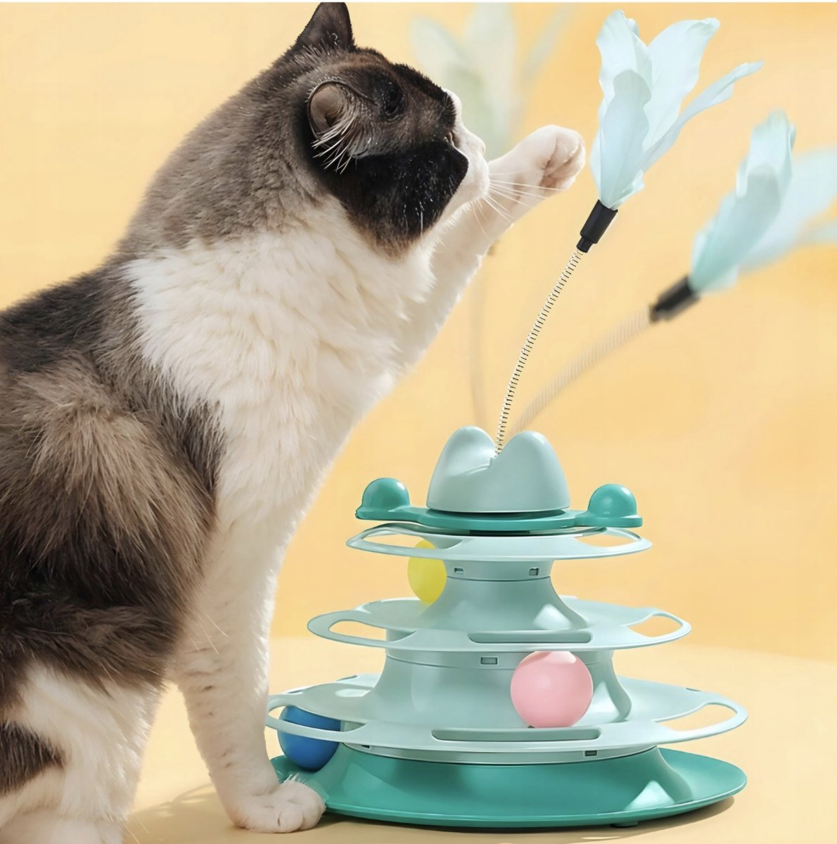 Mersjo THEODORE’S TOWER - Katten Interactieve Toren - Piłeczki - Piórko