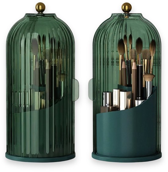 Ainy - Make up organizer groen transparant 360° draaibaar roterend - waterproof & stofdicht cosmetica opbergbox - elegante decoratie voor slaapkamer. Geschikt voor nagellak accessoires, parfum of makeup kwasten