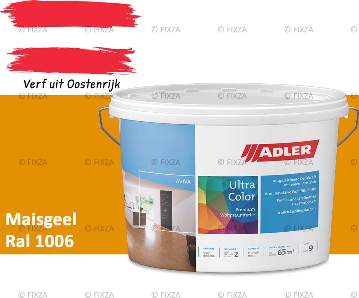 ADLER Aviva Ultra-Color SD Muurverf – Premium Matte Binnenmuurverf met Smart-Dry Technologie – Streeploos & Hoge Dekking – Maisgeel – 3 Liter
