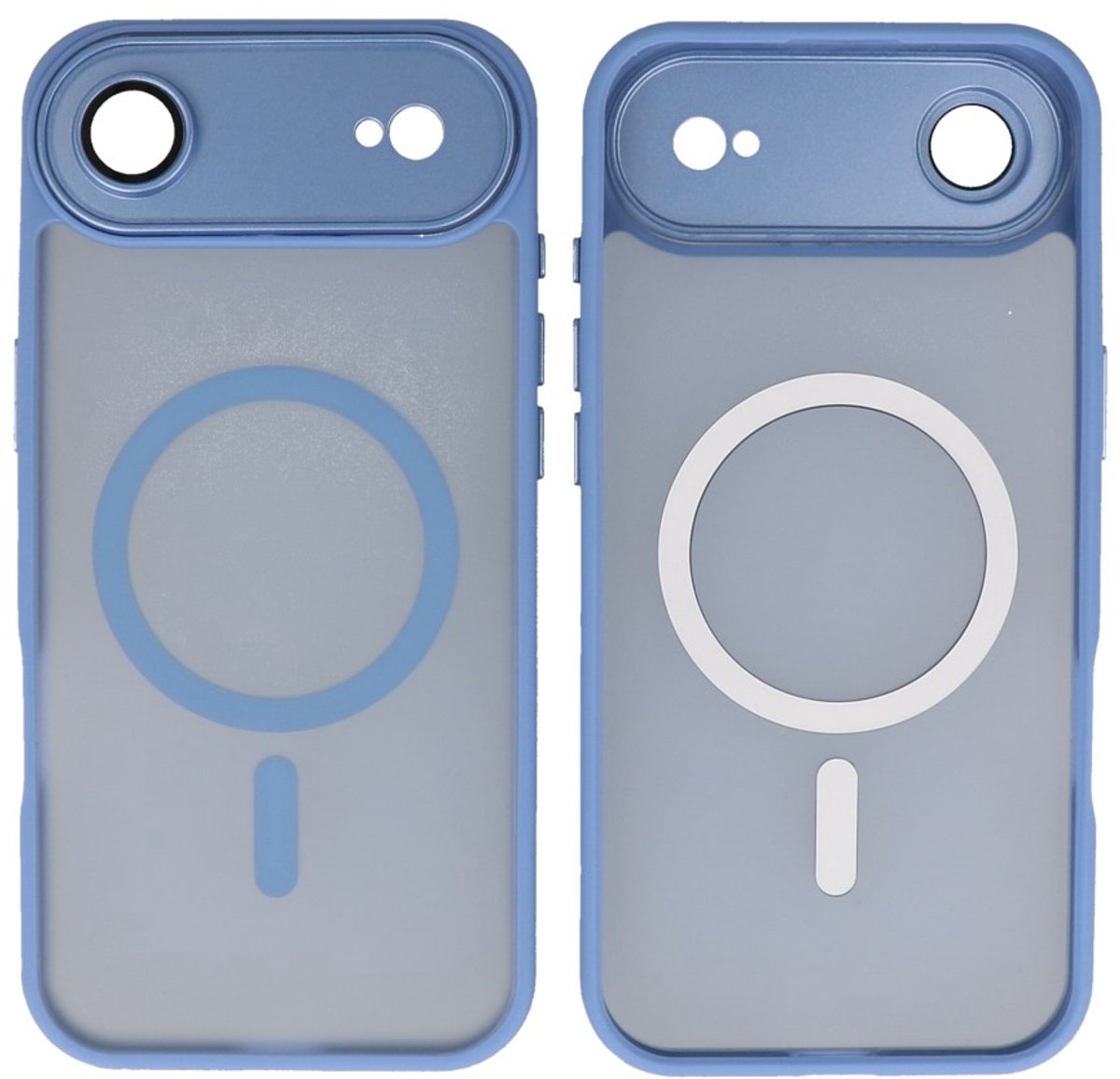 MagSafe Hoesje Geschikt voor iPhone Air - Mat-Transparent met Camera Beschermer Case - Blauw