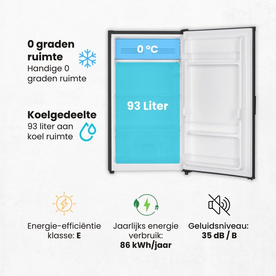 Salora COOLFREEZE47BL - Koelkast - Koelkast Tafelmodel - Koelkasten - Zwart - 93 L - 2025 van Salora — afbeelding 3